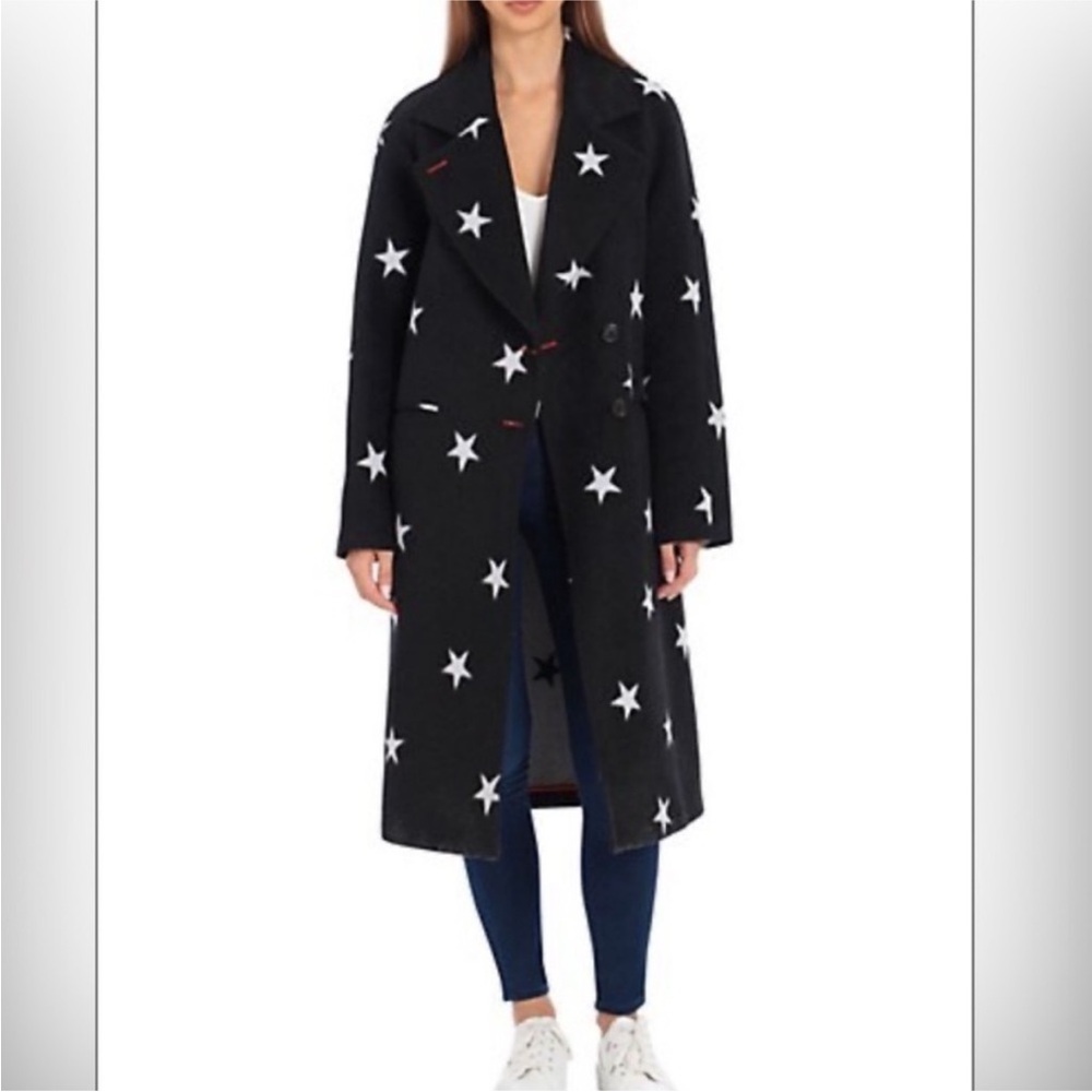 Avec Les Filles Star-Print Wool Coat size L